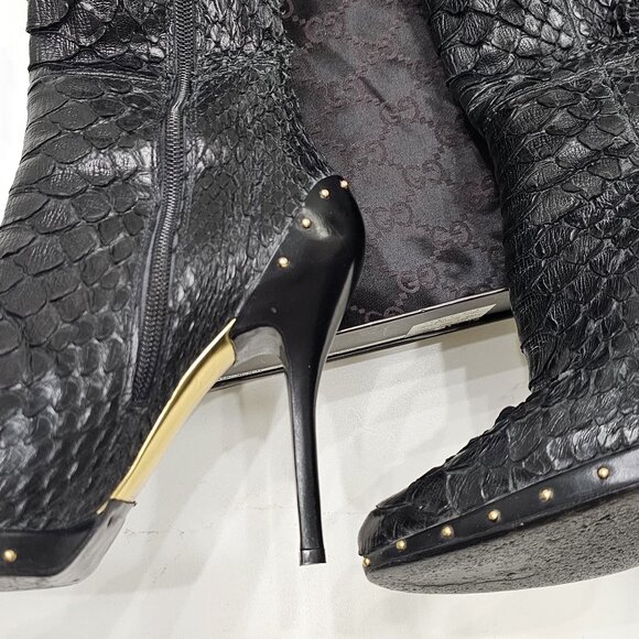 Original Gucci python over-the-knee stretch boots BLACK - Picture 14 of 16